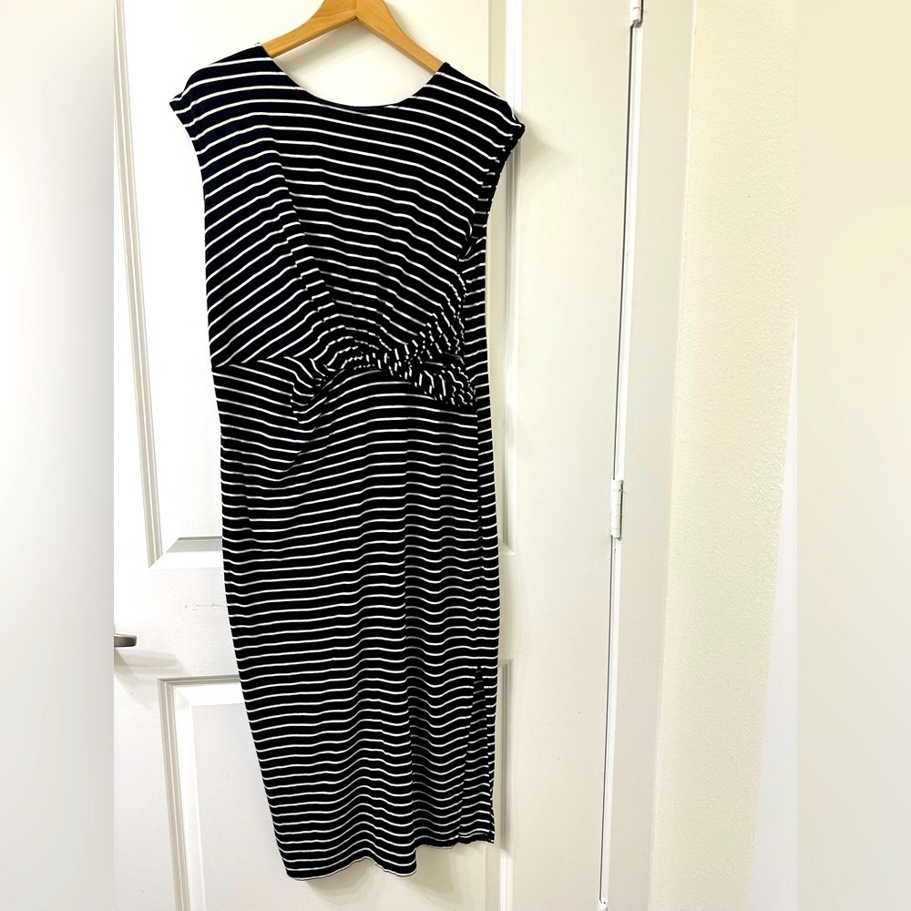 Tommy Hilfiger knotted waist dress navy blue & white